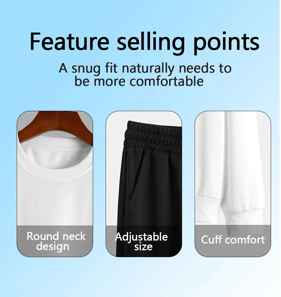 Autumn and Winter Trendy New Sweatshirt Men's Loose Casual Fit With Cute Letter Printed Hundred Long Sleeve Sweatshirt Set