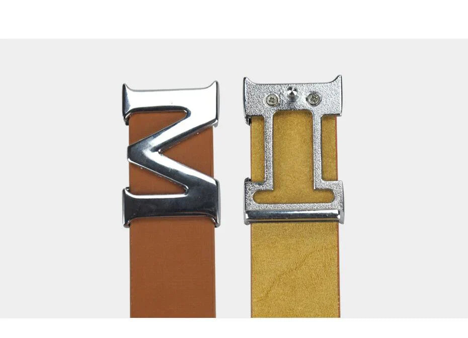 Maikun Women’s Leather Belts Removable Letter M Plate Buckle  High Quality PU Leather Belt  For Jeans Dress Halloween