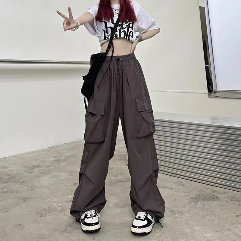 Women Y2K Streetwear Cargo Pants Vintage Fashion High Waist Baggy Trousers