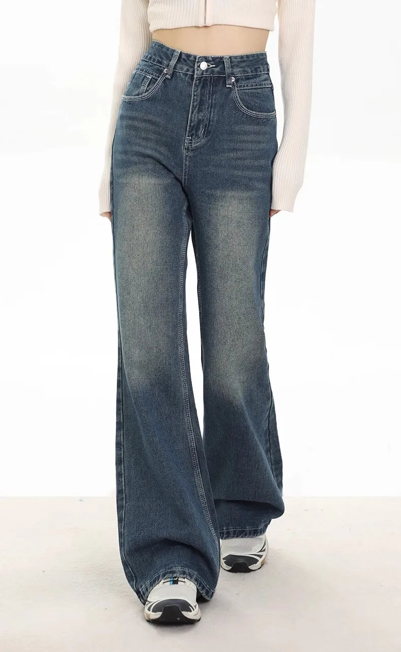 Fashion Slim Flared Jeans For Women Streetwear Y2K Style High-waisted Pants