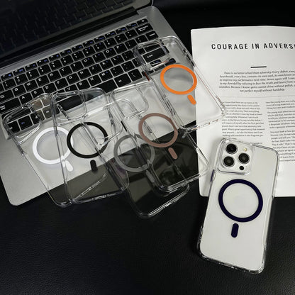 Transparent Case For iPhone 15 14 13 12 Pro  Max Plus Magnetic Wireless Charge Ultra-Thin Plastic Phone Cover