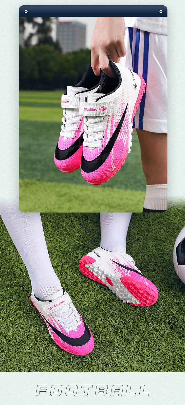 Kids Sport Football Shoes For Boys Indoor Turf Training Outdoor Futsal Hall