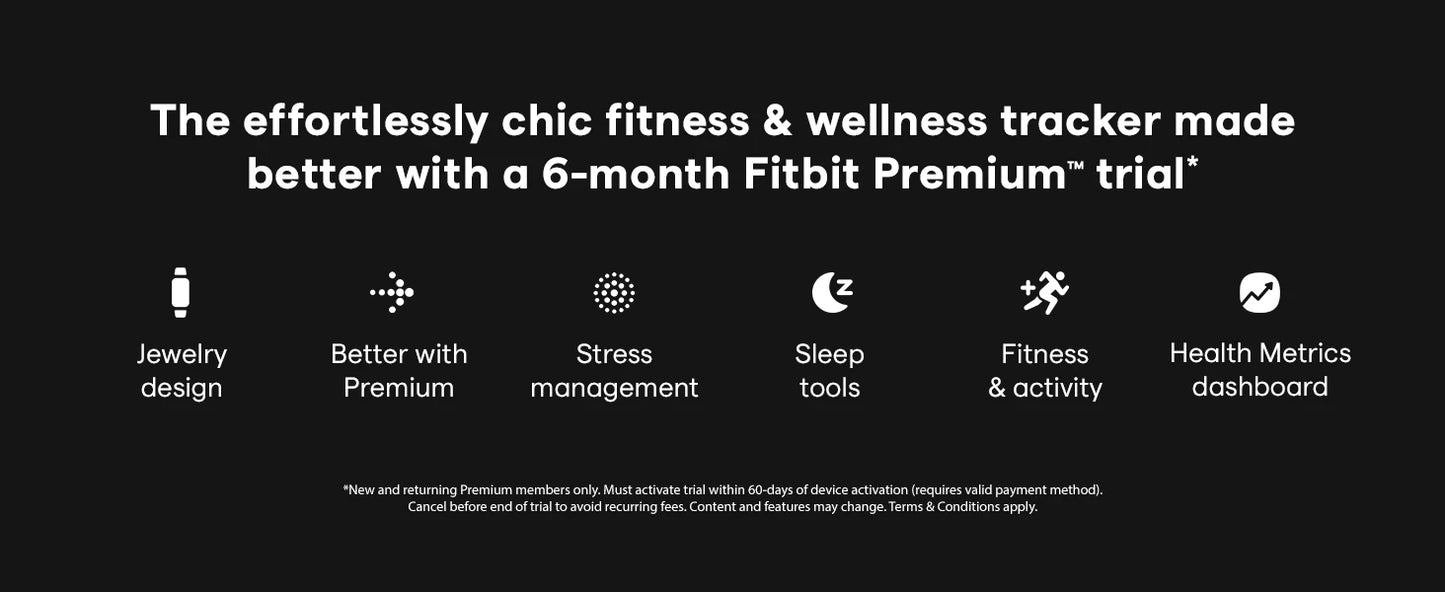 Fitbit Luxe Fitness Tracker AMOLED Screen 24/7 Heart Rate Monitor Sleep SpO2 Stress Tracker Waterproof Smart Bracelet