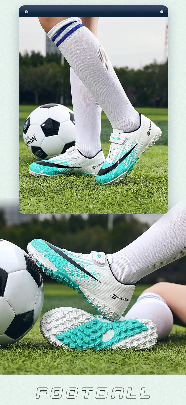 Kids Sport Football Shoes For Boys Indoor Turf Training Outdoor Futsal Hall