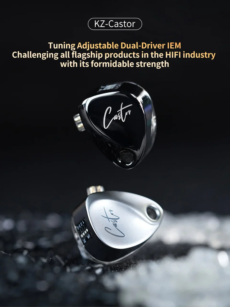 KZ Castor In Ear HiFi Earphone 2 Dynamic High-end Tunable balanced armature Earphones Monitor Headphone Cancelling Earbuds