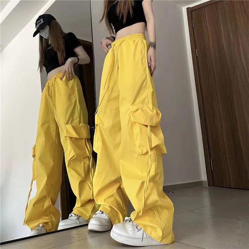 Y2K Women Cargo Pants Vintage Streetwear Baggy Wide Leg Sweatpants