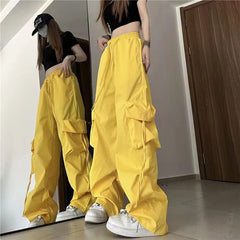 Women Y2K Cargo Pants High Waist Streetwear Hip Hop Trousers Female Big Pockets