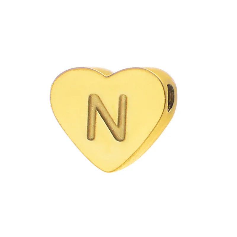 SUNIBI Initial Name Heart Shape Pendant For Necklaces Stainless Steel Necklace for Women Bracelet Make Earrings Jewelry