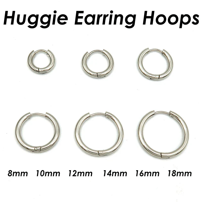 100 Pieces x Stainless Steel Huggie Hoop Earrings Gold Color Black Wholesale Stainless Steel Earring Hoops for Women or Men