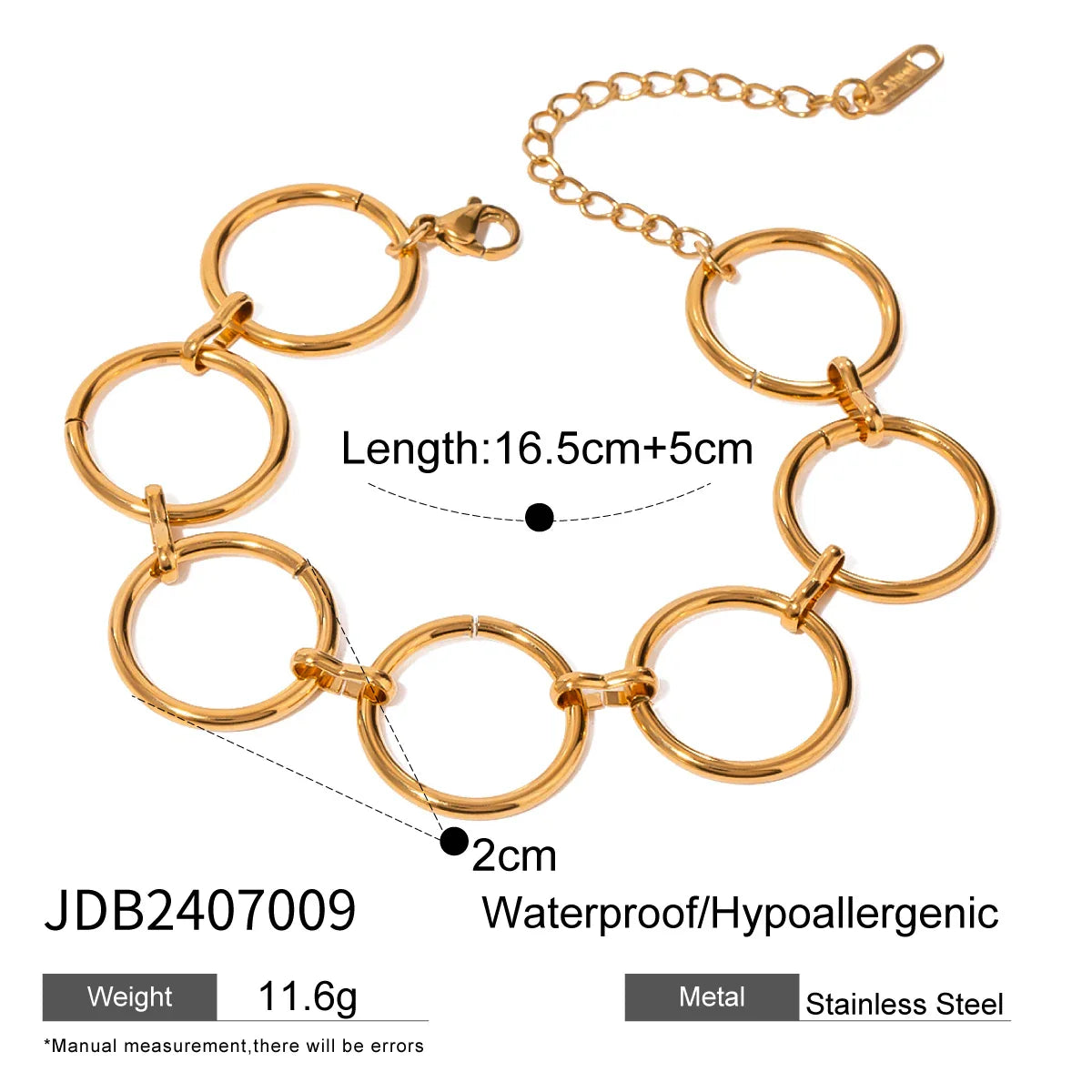 Uworld Fashion Link Chain Stainless Steel Bangle Bracelet for Women Exquisite Golden Metal Texture Jewelry Girl Beach Gift Man