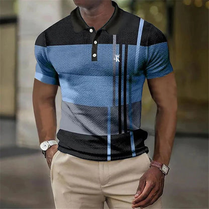 Men's Polo Shirt Golf Shirt Work Casual Lapel Polo Collar Short Sleeve Basic Color Block Button Spring & Summer Polo Shirt