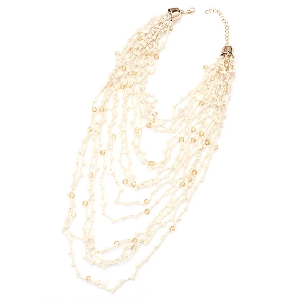Handmade Beaded Shell Necklaces Multilayer Elegant Choker Necklaces for Women