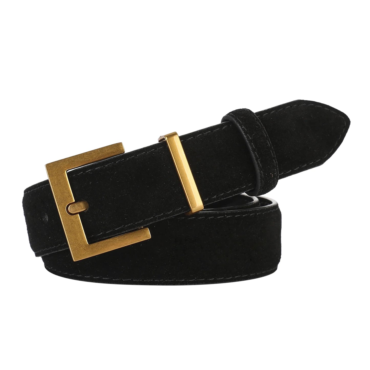 Fashion Suede Cowhide Women‘s Belts Genuine Leather 2.8cm Wide Belt Metal Buckle Women Belt Matched Dress Jeans Skinny Girdle