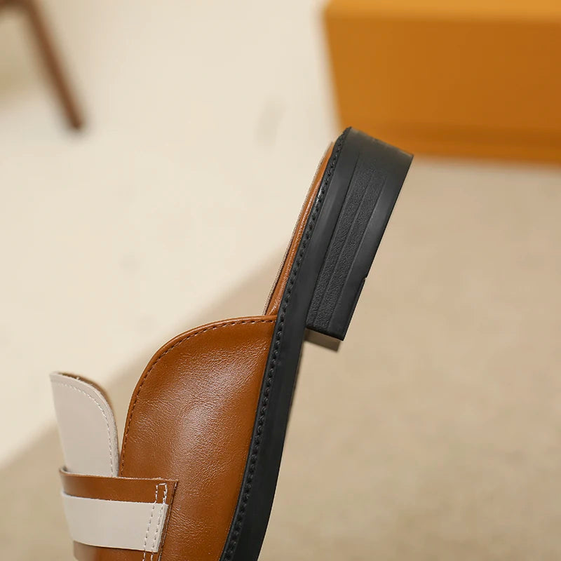 spring and autumn women wear flat slippers square head design british