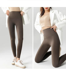 Autumn Winter High Waist Shark Leggings Women's Seamless Fleece Warm