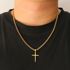 Punk Cross Pendant Link Chain for Men Women 316L Stainless Steel Hip Hop Necklace