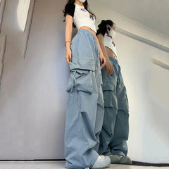 Y2K Women Cargo Pants Vintage Streetwear Baggy Wide Leg Sweatpants