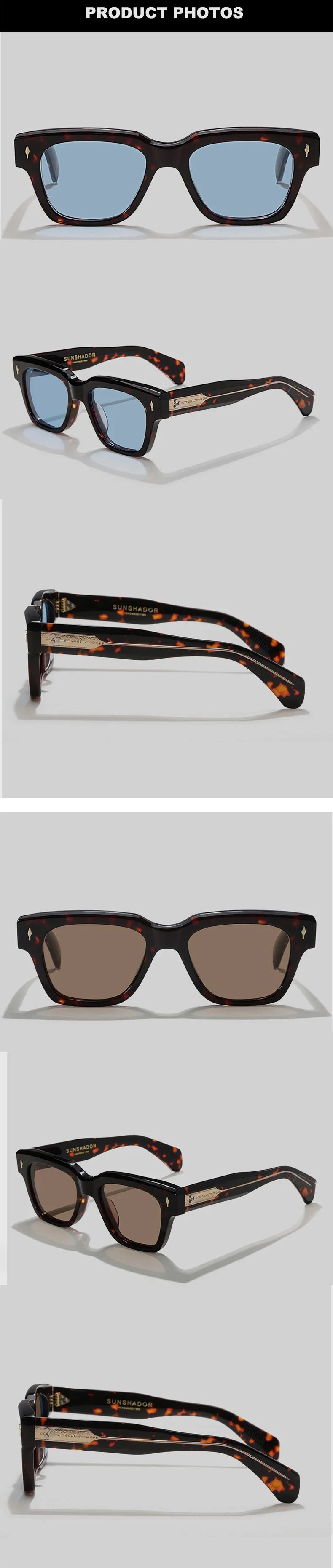 Luxury Brand Original Sunglasses Thick Acetate Handmade Men's Eyewear Designer Top Quality Women's Outdoor UV Protective glasses