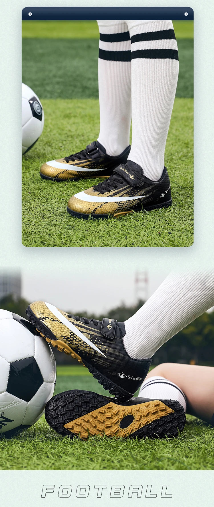 Kids Sport Football Shoes For Boys Indoor Turf Training Outdoor Futsal Hall