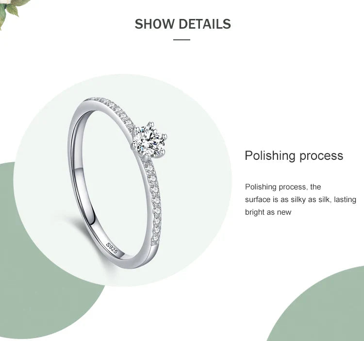 Ailmay Classic 925 Sterling Silver Sparkling Clear Zircon Golden Color Rings For Women Wedding Engagement Fine Female Jewelry