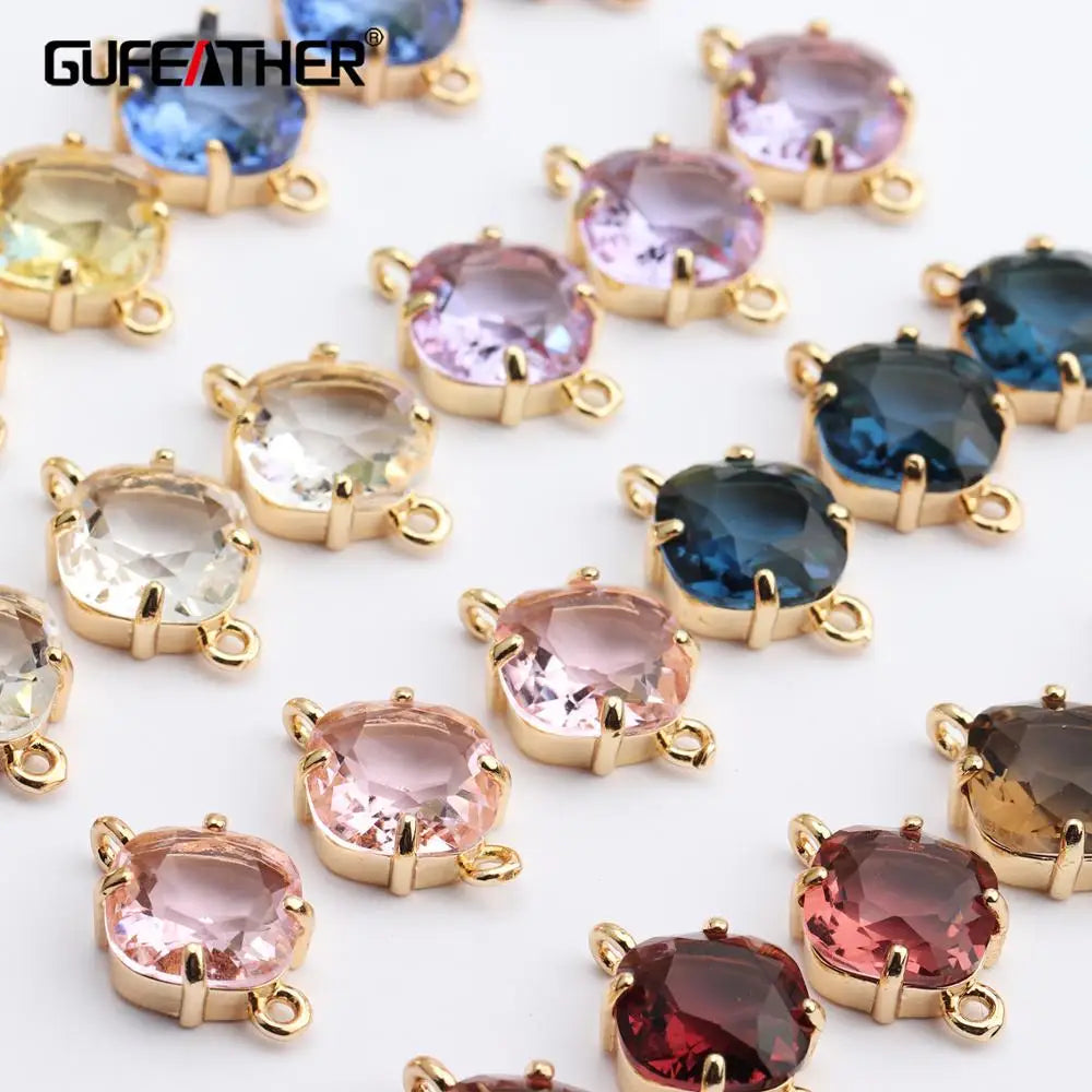 GUFEATHER,10pcs/lot,M438,jewelry accessories,diy bracelet,copper metal,hand made,glass pendant,charms,jewelry making,diy earring