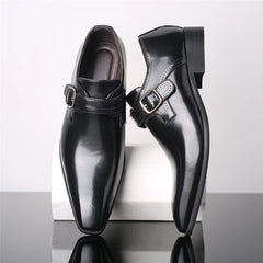 Men's Buckle winklepicker Shoes Point toe Business Dress patent Leather Shoes