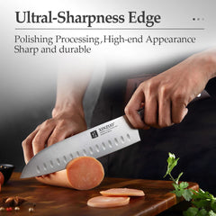 Stainless Steel 7'' Santoku Knife Din 1.4116 Slicing Chef Kitchen