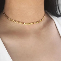 Chain Necklace Stainless Steel Link Gold Color Choker Necklace Layered Women