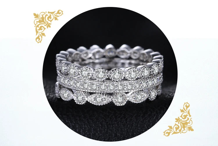 JewelryPalace 3 Pcs 925 Sterling Silver Yellow Rose Gold Band Ring Set Women