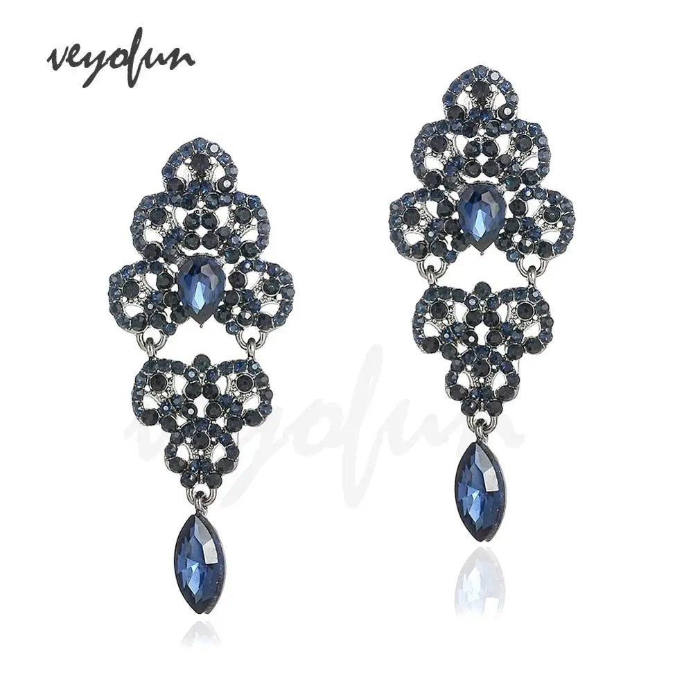 Veyofun Vintage Rhinestone Dangle Earrings Hollow out Drop Earrings Fashion Jewelry for Women