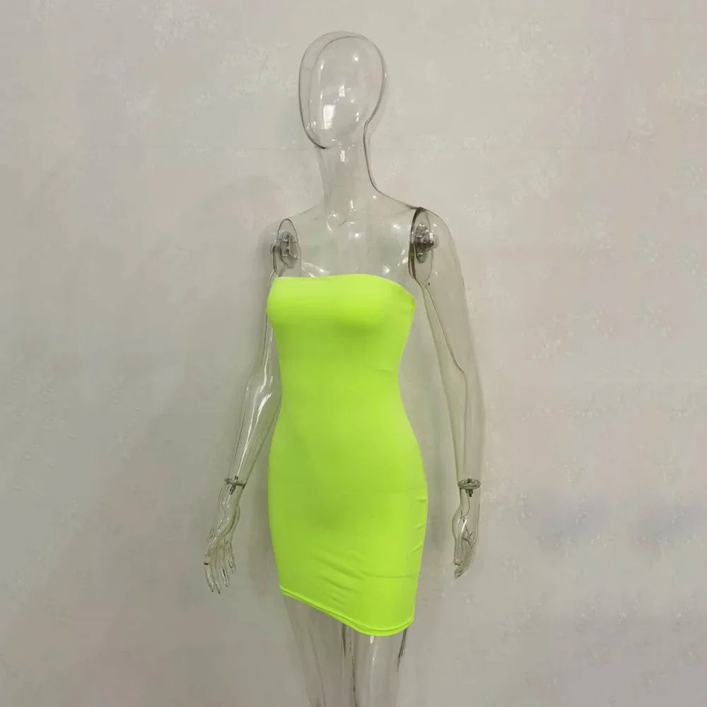 BKLD Sexy Off Shoulder Tube Dress Solid 2025 New Summer Women Bodycon Strapless Dress Black Mini Dress Women Slim Party Clubwear