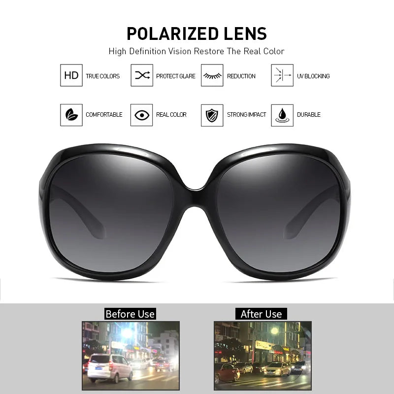 FUQIAN Brand Design Elegant Polarized Oversized Round Sunglasses Women Simple Fashion Big Plastic Ladies Sun Glasses UV400