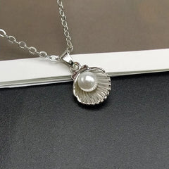 Shell Imitation Pearl Pendant Necklace For Women Fashion Collar Neck