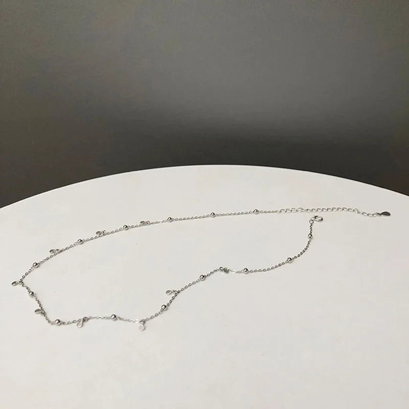ANENJERY Delicate Jewelry Round Bead Discs Choker Necklace for Women Party Clavicle Chain Necklace Gifts Wholesale S-N695