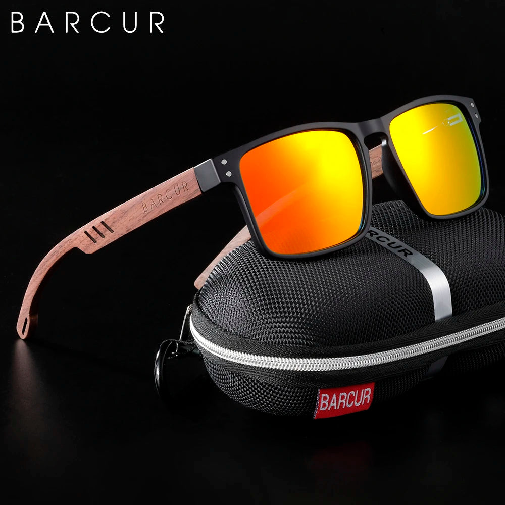 Sunglasses for Men Brand Designer Natural Walnut Wood Sun Glasses