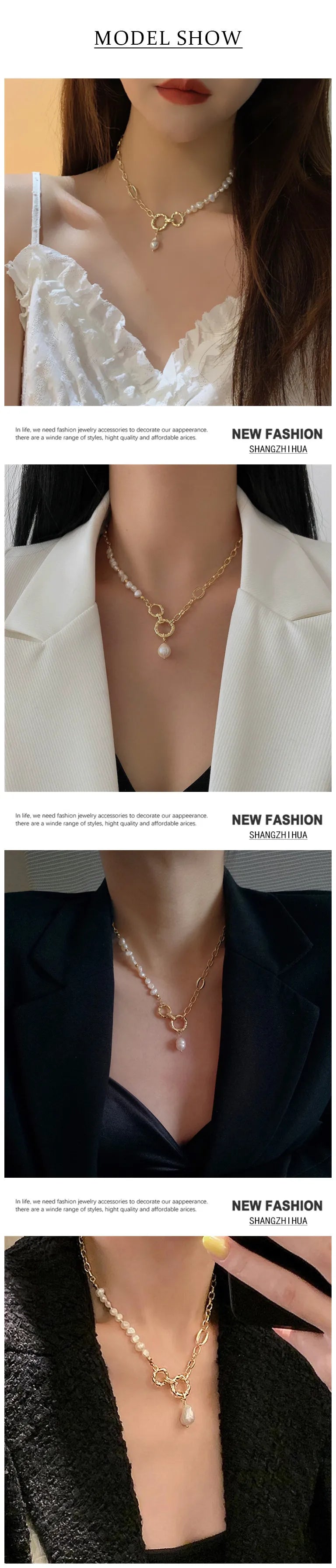 Europe and the United States popular light baroque wind natural pearl necklace