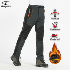 Thick Warm Fleece Hiking Pants Men Winter Waterproof Windproof Outdoor Soft Shell