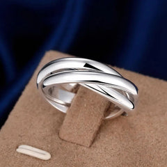 925 Sterling Silver Rings For Women Simple three circles size 5/6/7/8/9/10 Fashion Party