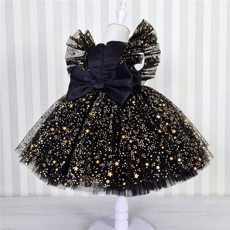 1-5 Years Baby Black Swan Prinsess Dress Girls Birthday Party Dresses Kids Christmas Children Sleeveless Tulle Tutu Clothings