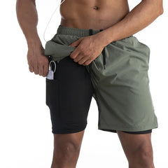 Running Shorts Men 2 in 1 Sports Jogging Fitness Shorts Training