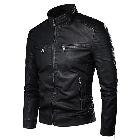 Men's Jacket Fashion Mens Vintage Leather Jackets Casual Men Faux Leather