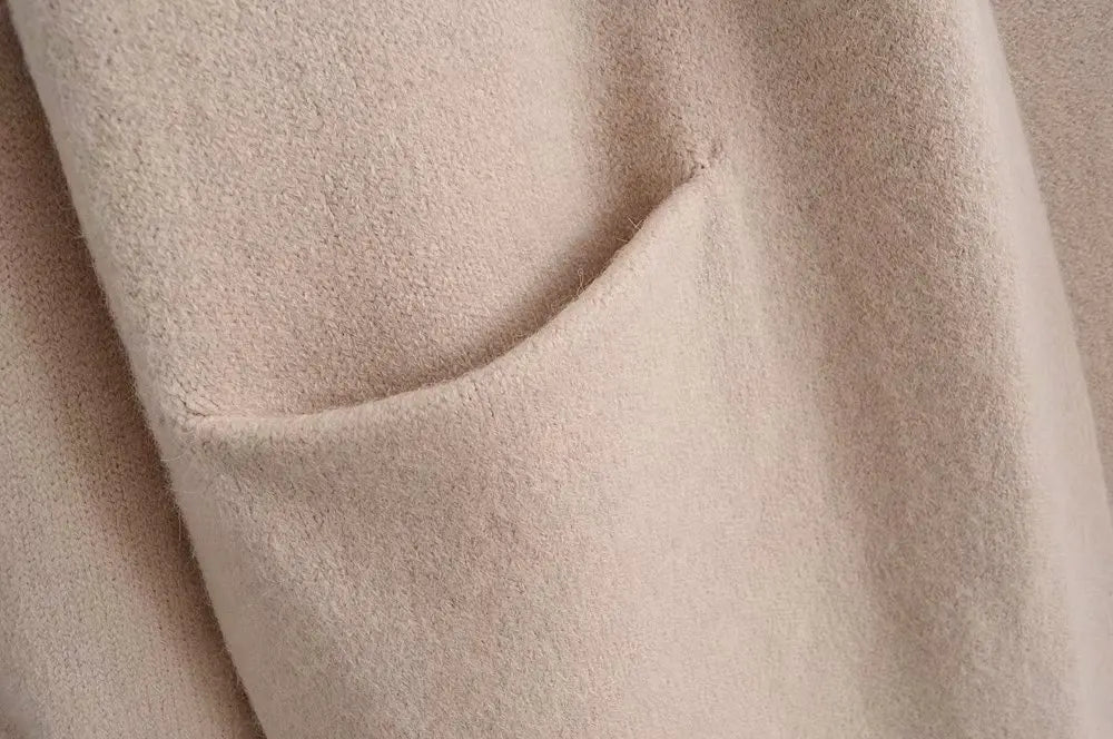 Women Solid Color Loose Thick Warm Sweater Cardigan Pocket Ladies Spring