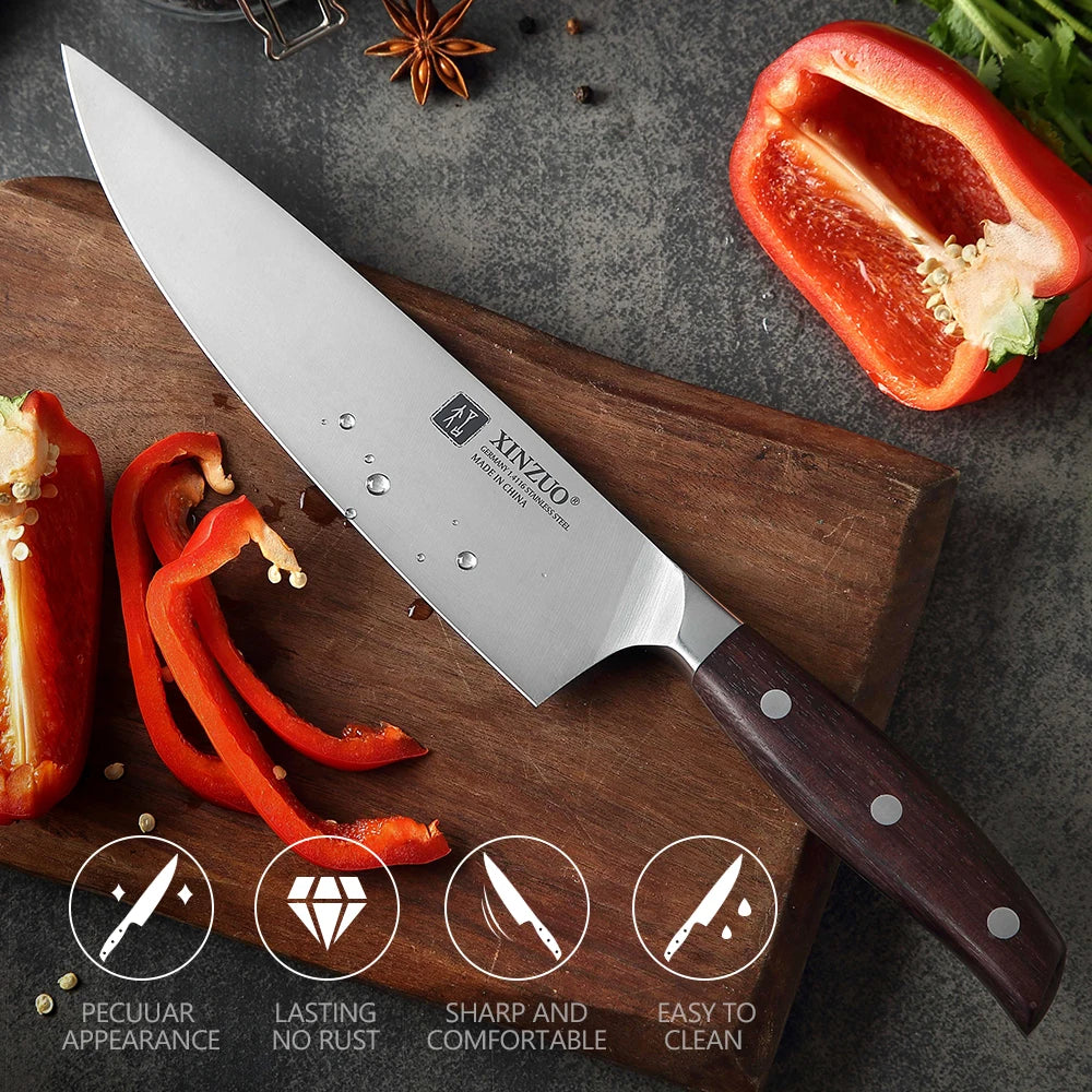 XINZUO 8'' Chef Knife German DIN 1.4116 Steel Kitchen Knives Stainless Steel Meat