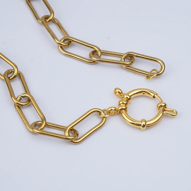 Anchor Clasp Necklaces Stainless Steel Heavy Duty Chain Necklace For Women