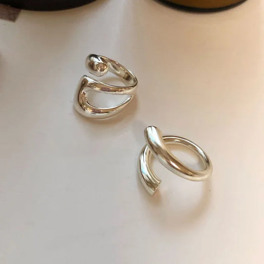 925 Sterling Silver Smooth Rings For Women hollow out chain Jewelry Beautiful