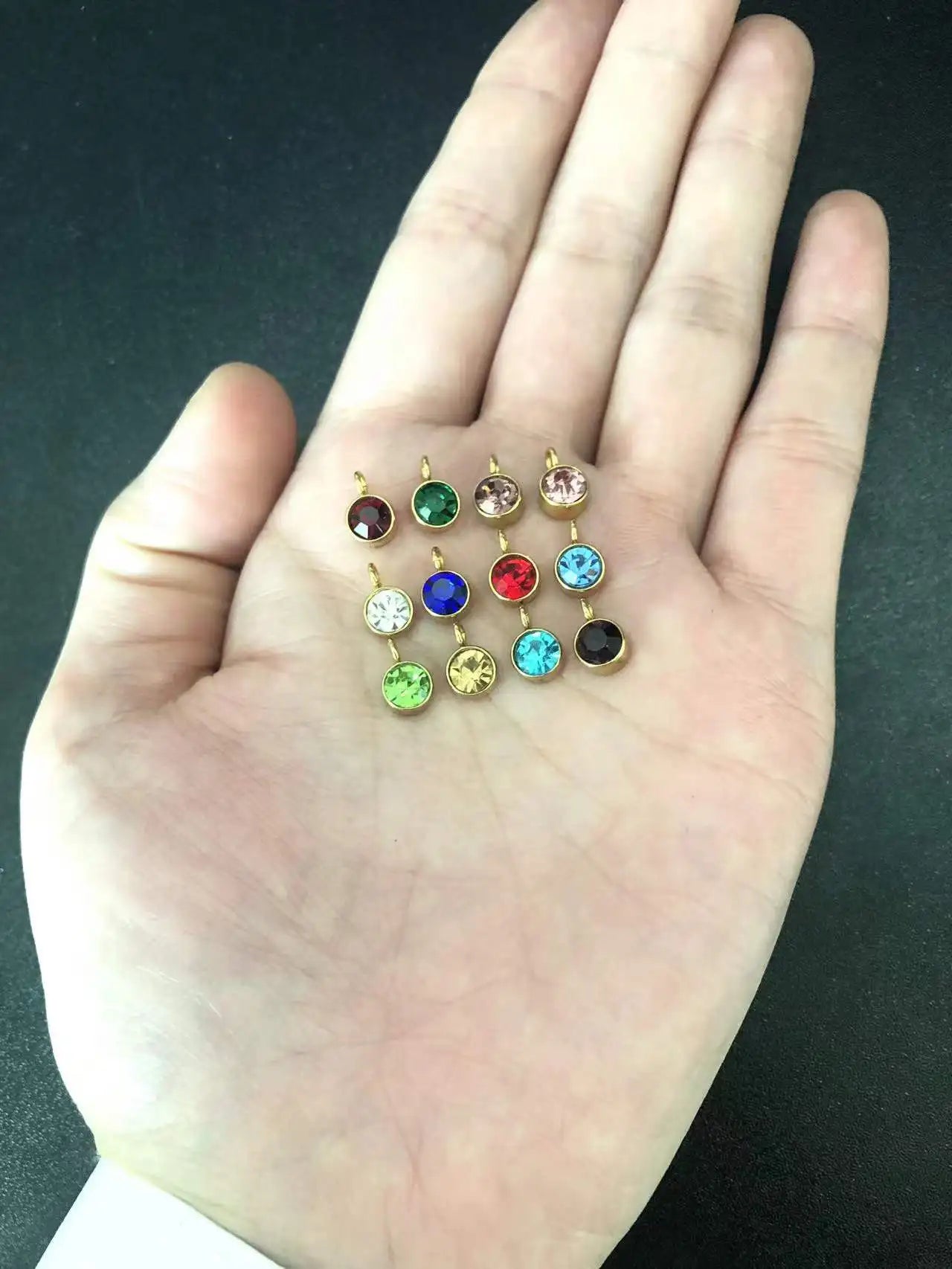 144Pcs/Lot Stainless Steel Birthstone Charms For Women Girl Pendant Earrings Bracelet Jewelry Gift Making DIY Accessories