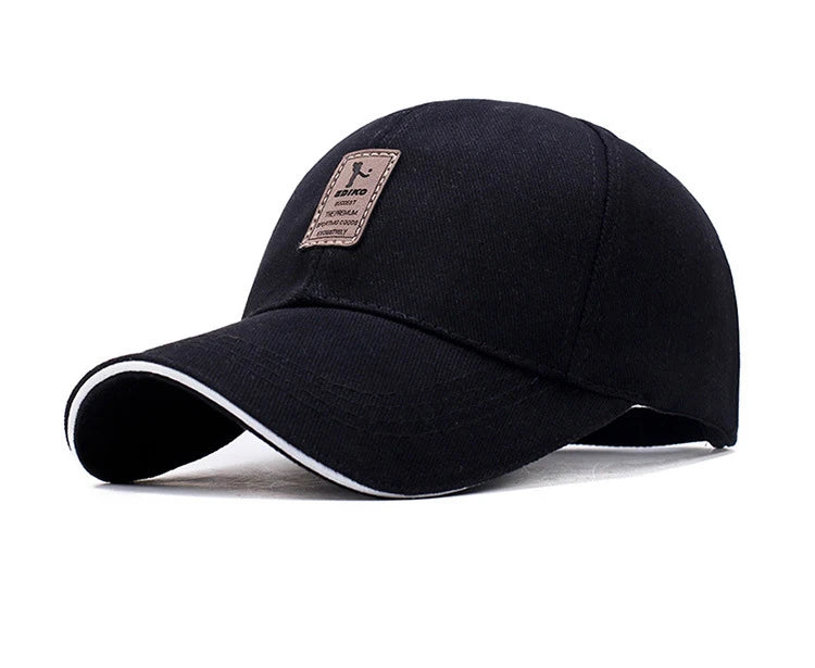 Men Structured Baseball Cap Solid Cotton Snapback Spring Autumn Women Label Stick