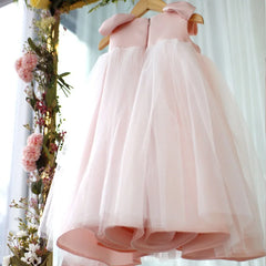 Baby Girl Princess Tulles Dress Sleeveless Infant Toddler Girl Vintage Bow Vestido Pink