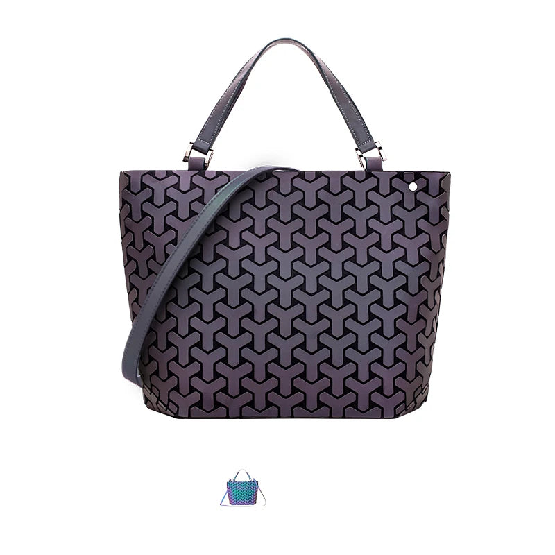 Luminous reflective  Bag Geometric Tote Folding Shoulder Bags for women