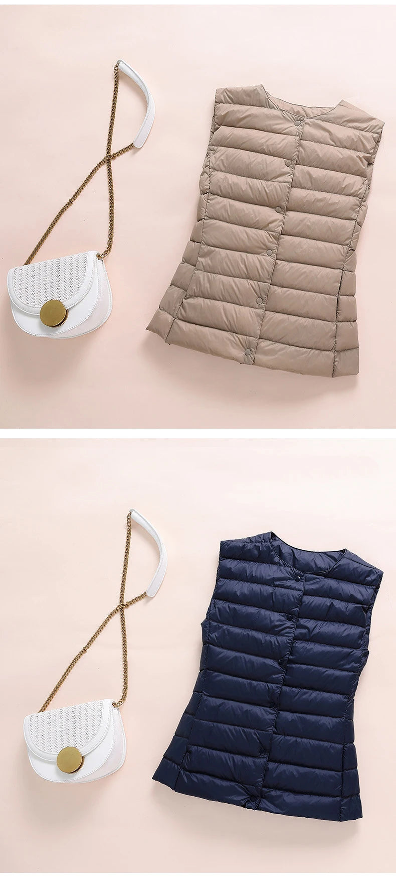 Ultralight Down Vest Women Single-breasted Sleeveless Female Duck Down Waistcoat